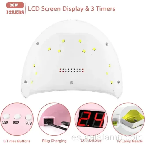 Secador de uñas UV compacto con pantalla LED